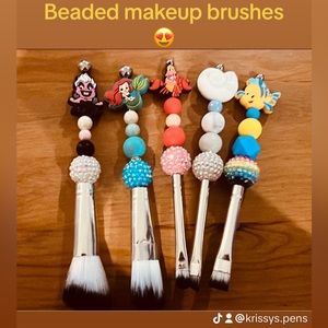 The little mermaid hand made beaded makeup brushes brand new